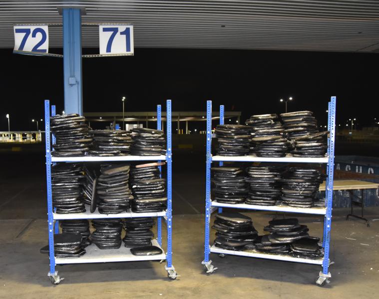 Packages containing nearly 1,014 pounds of marijuana seized by CBP officers at World Trade Bridge.