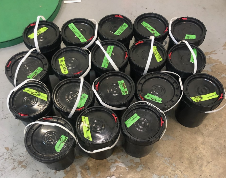 Containers filled with nearly 399 pounds of methamphetamine seized by CBP officers within a tractor trailer