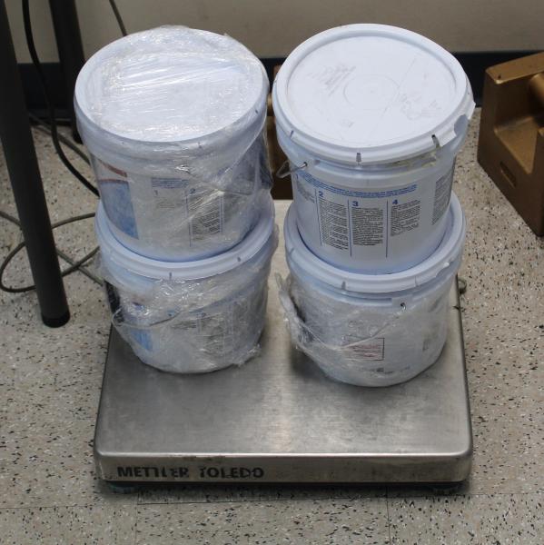 Containers filled with nearly 49 pounds of methamphetamine seized by CBP officers at World Trade Bridge