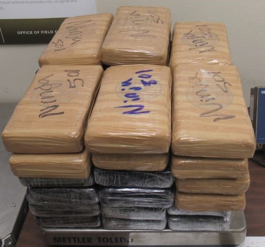 Packages containing nearly 93 pounds of cocaine seized by CBP officers at Hidalgo International Bridge.