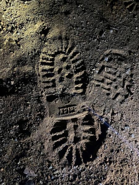 Foot print in desert.