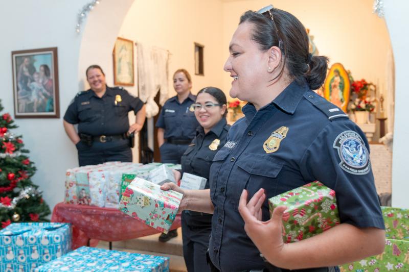 CBP officers deliver gifts to children