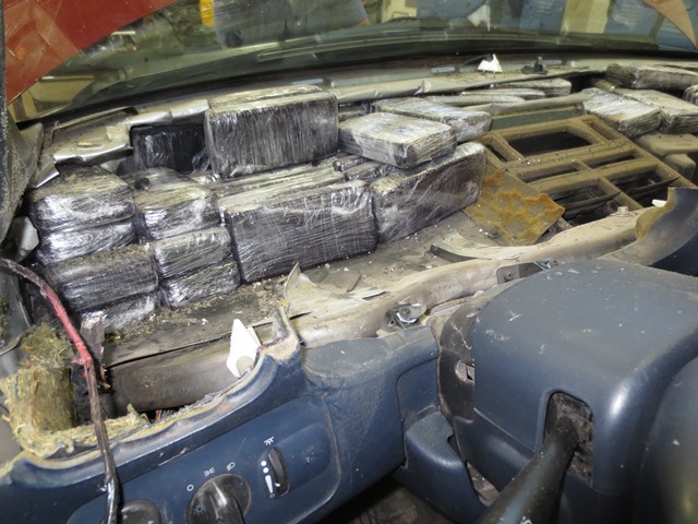 CBP Officers at the Santa Theresa port of entry seized 125 pounds of marijuana from this 2003 Chrysler