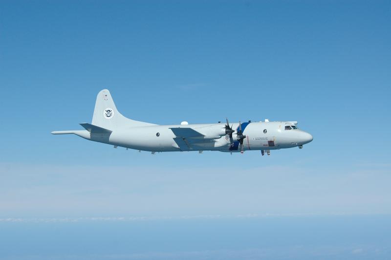 CBP P3 aircraft patrols the caribbean sea
