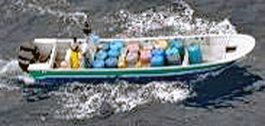 Panga boat smuggling cocaine