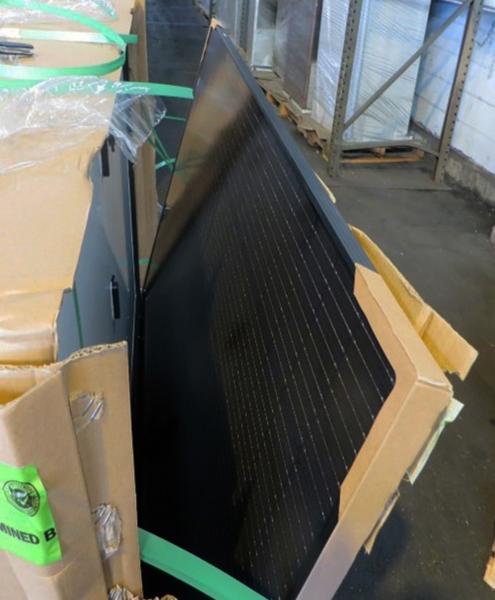 Customs and Border Protection officers seized a shipment of 1,000 counterfeit solar panels from China in Baltimore on November 8, 2021. 