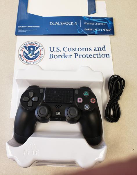 CBP officers seized a shipment of counterfeit PS4 wireless controllers May 18, 2020 that arrived from Hong Kong and  destined to an address in Lancaster, County, Pa.