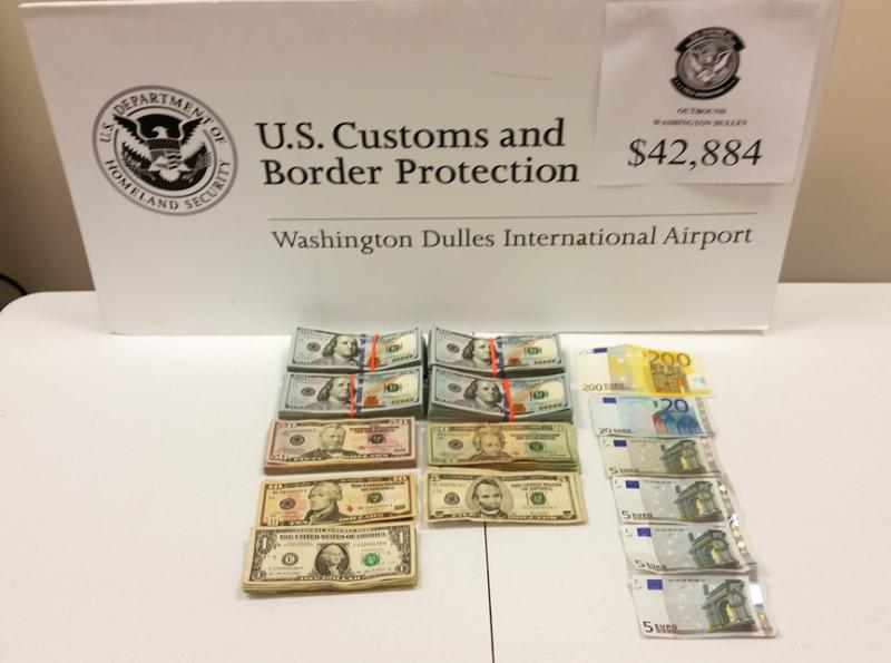 CBP officers seized $42k from Ghana-bound man November 7, 2017 at Washington Dulles International Airport.