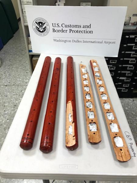 CBP officers at Washington Dulles International Airport found cocaine concealed inside the wooden hammock posts in a Honduran courier shipment.