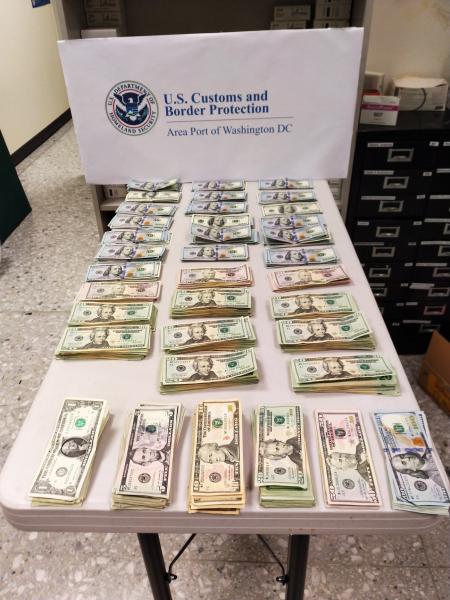 Customs and Border Protection officers seized more than $32,000 in unreported currency from a Ghana-bound man at Washington Dulles International Airport January 29, 2020. (CBP Photo/Handout)