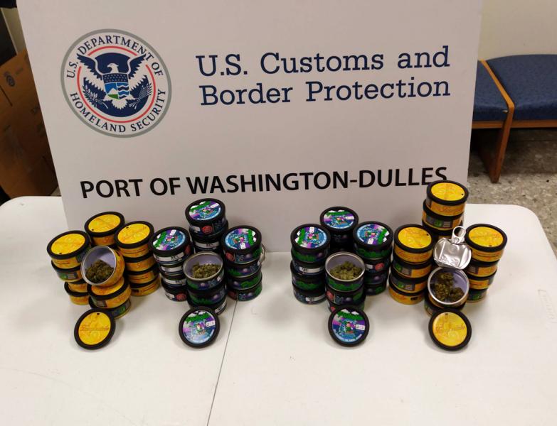CBP officers seized 218 grams of marijuana in outbound parcels destined to Belgium at Washingtion Dulles International Airport June 13, 2019.