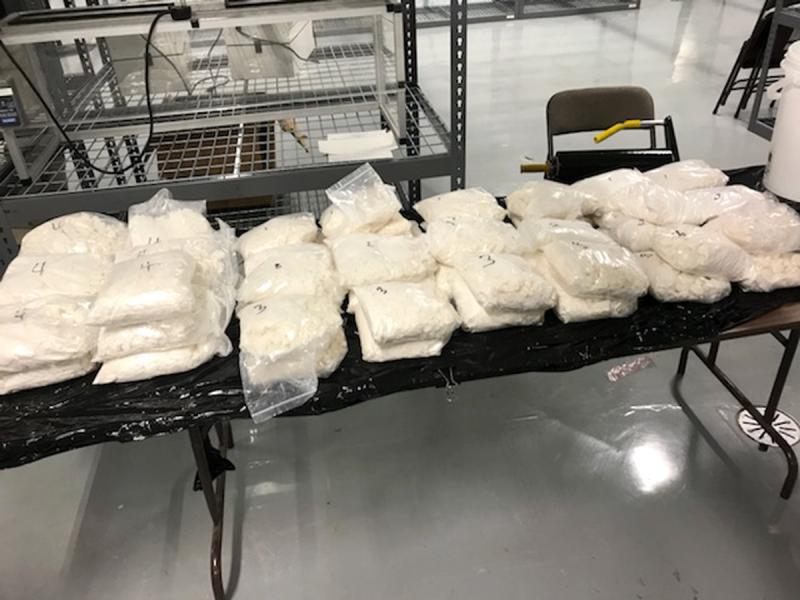Philadelphia CBP officers discovered 100 lbs of fentanyl concealed in barrels of iron oxide from China June 25, 2018.