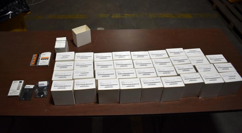 Philadelphia CBP officers seized this cache of counterfeit Juul products.