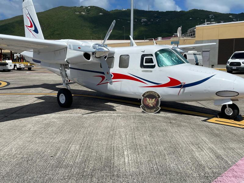 Apicture of the seized aircraft in St. Thomas