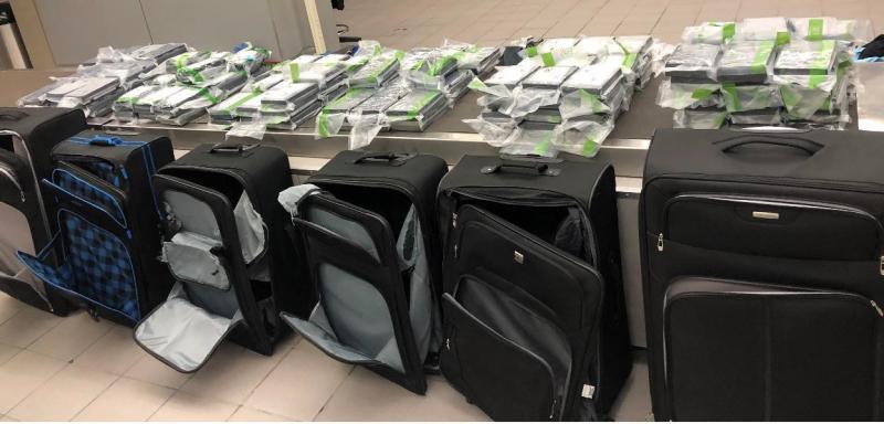 Six suitcases contained 350 pounds of cocaine intended for New York