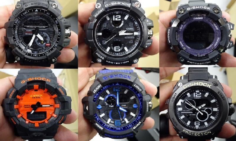 Muestra de relojes G-Shock confiscados. 