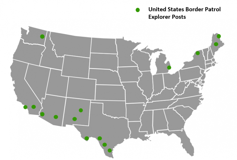 U.S. Border Patrol Explorer Program Locations Map