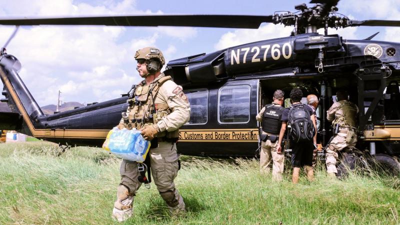AMO agents deliver supplies to those affected by Hurricane Maria via Black Hawk