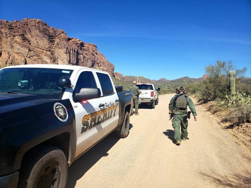 Tucson Sector Border Patrol agents assisted Pinal County Sheriff’s Office Deputies in arresting a dangerous fugitive that fled into a remote desert area west of Gold Canyon, Tuesday afternoon. 
