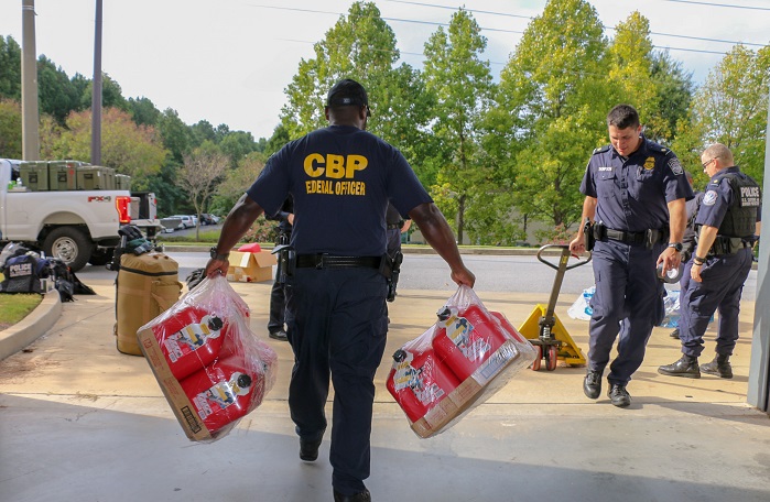CBP officers in Atlanta load up supplies before departing to N.C.