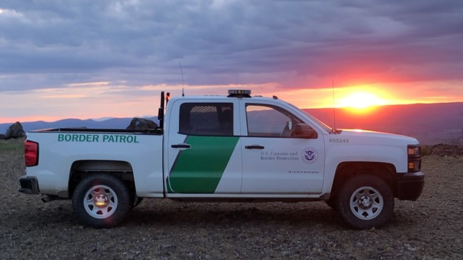 USBP Vehicle along border in Maine at sunrise