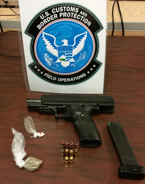 Handgun and drugs seized from traveler at Peace Bridge