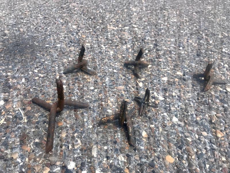 Caltrops used to disable vehicles
