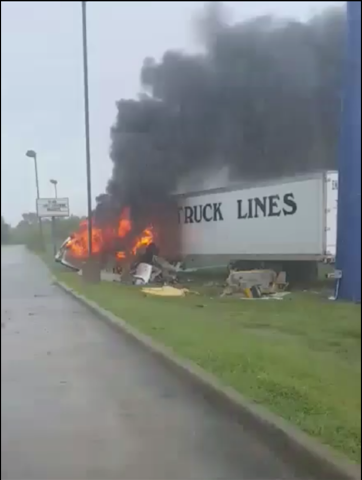 Semi Trailer on fire near Riviera, Texas