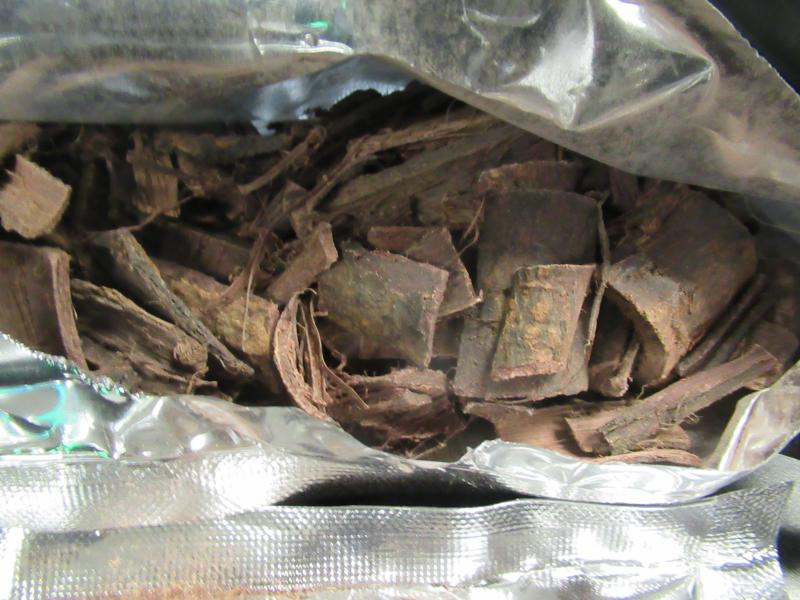 Bag full of bark, which through extraction can result in DMT